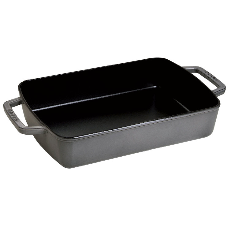 Graphite Gray Cast Iron 12-inch x 8-inch Roasting Pan with Handles