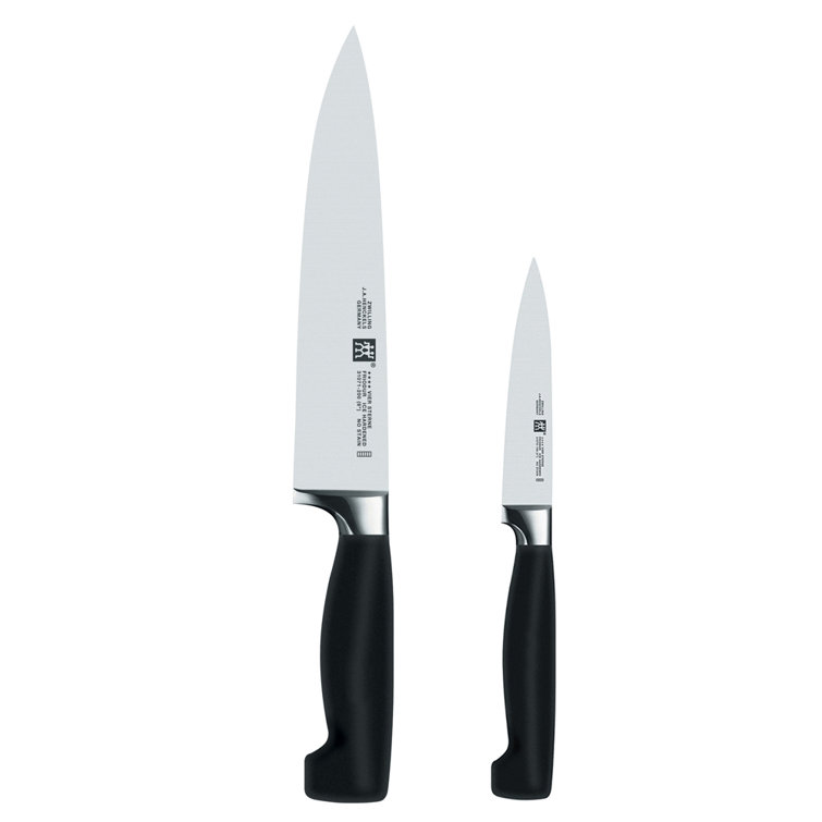 Zwilling Four Star 2-Piece Stainless Steel Knife Set with Block