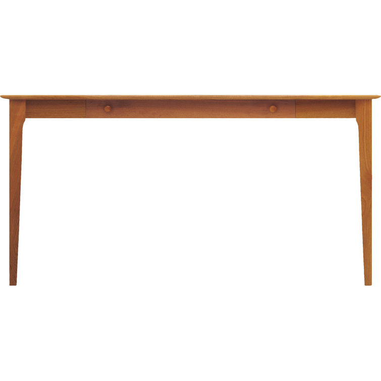 Natural Cherry Solid Wood Desk with Drawer and Keyboard Tray