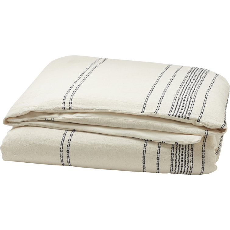 Ivory and Black Organic Cotton King Duvet Cover