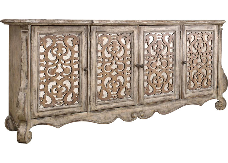 Chatelet 90'' Beige Mirrored Traditional Sideboard