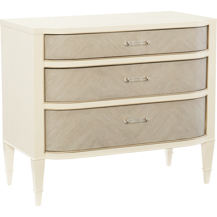 White and Heron Grey Transitional 3-Drawer Nightstand