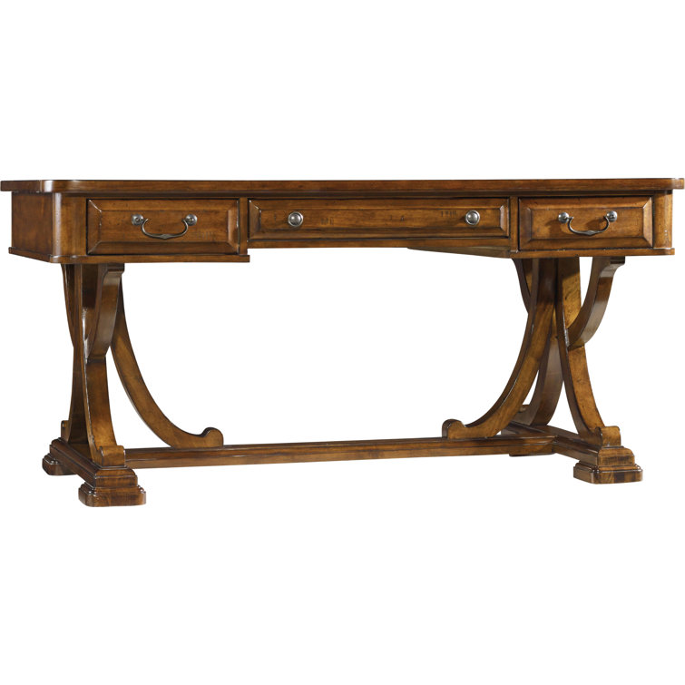 Traditional Brown Solid Wood Home Office Desk with Drawers