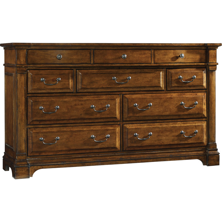 Tynecastle Medium Wood 10-Drawer Traditional Dresser with Felt-Lined Drawers
