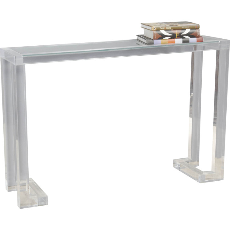 Ava 48'' Clear Glass and Metal Contemporary Console Table