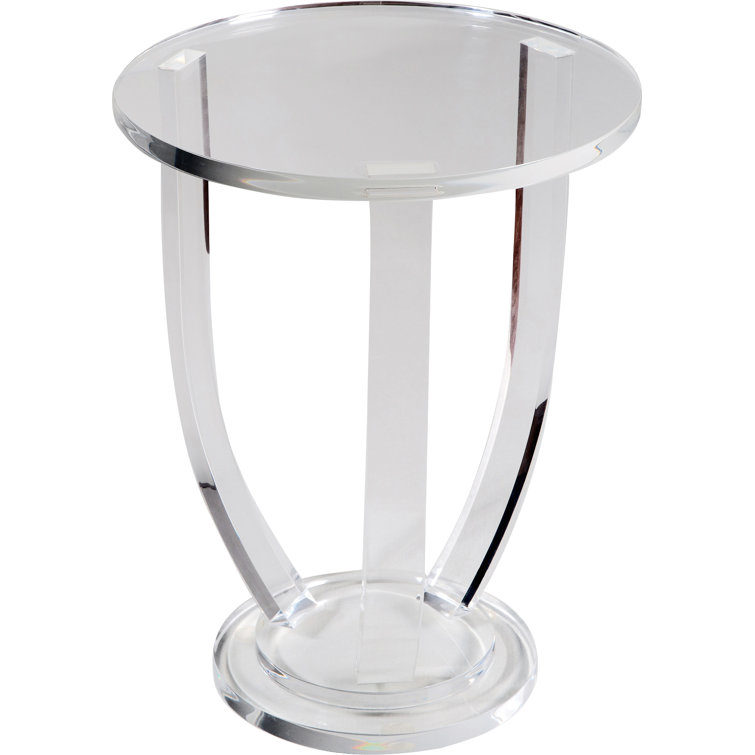 Sleek Acrylic Round Side Table with Convex Base, 22 in