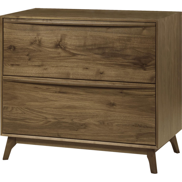 Walnut Vertical 2-Drawer Solid Wood File Cabinet