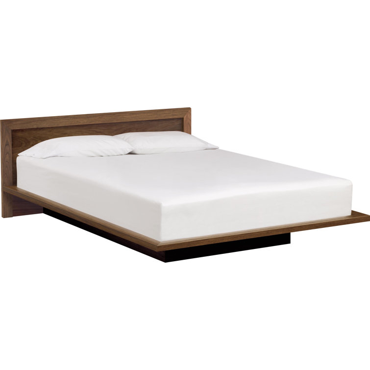 Natural Walnut Queen Platform Bed with Wood Headboard