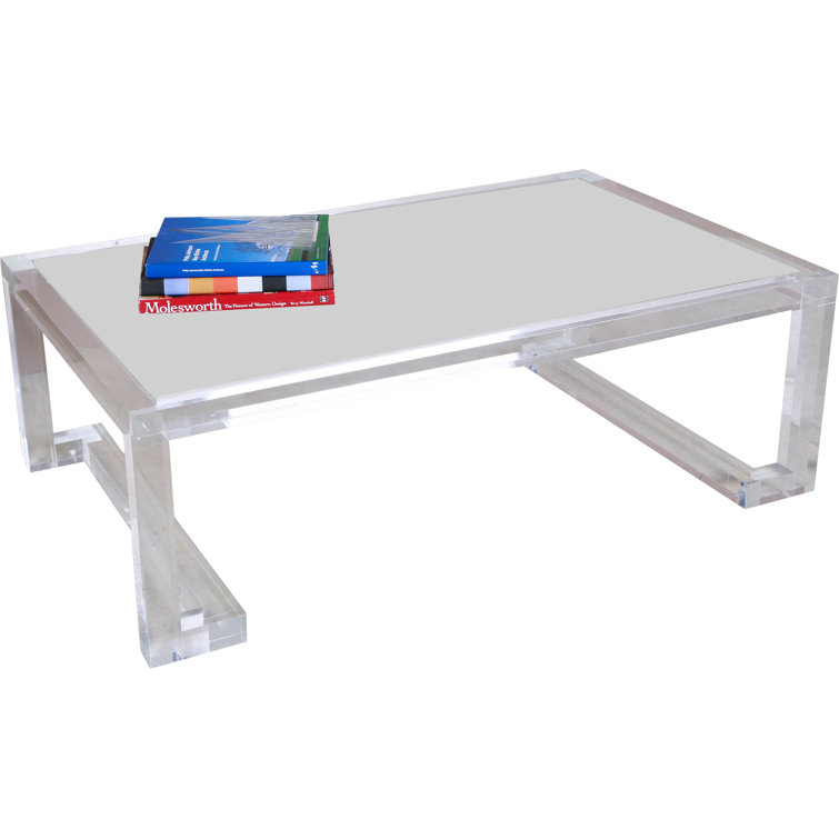 Ava 48" Rectangular Clear Glass & Acrylic Coffee Table