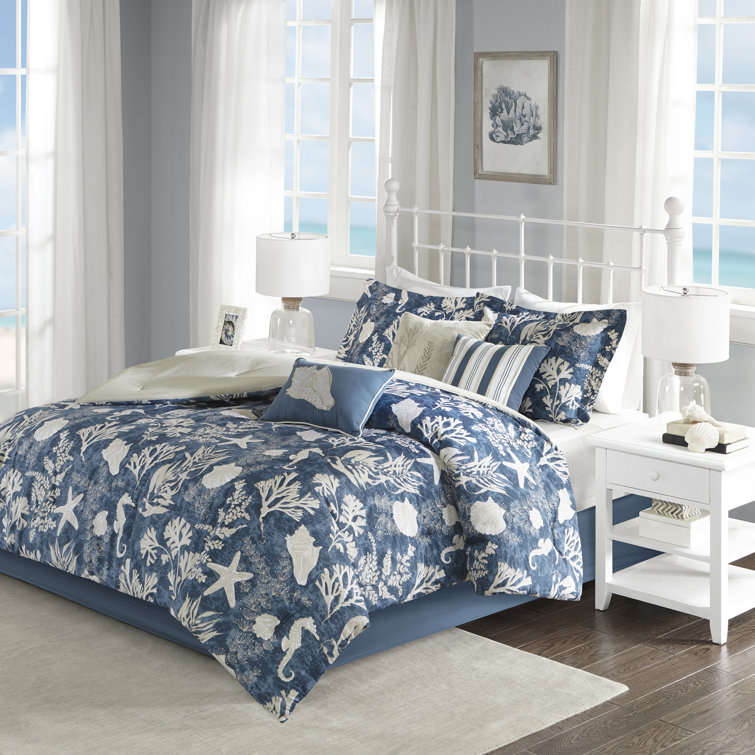 Cape Cod Blue Cotton Sateen King Comforter Set