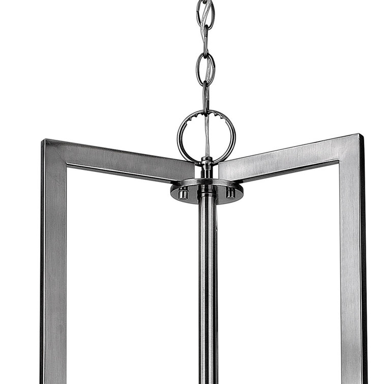 Hampton 3-Light Antique Nickel Drum Chandelier with Off-White Linen Shade
