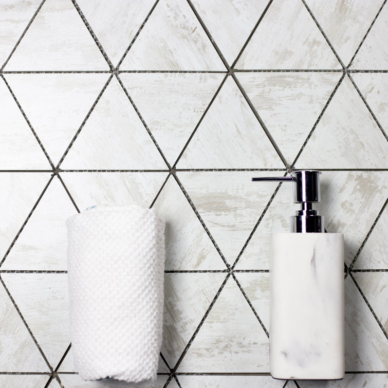 Nature Birchwood White Matte Glass Mosaic Wall Tile
