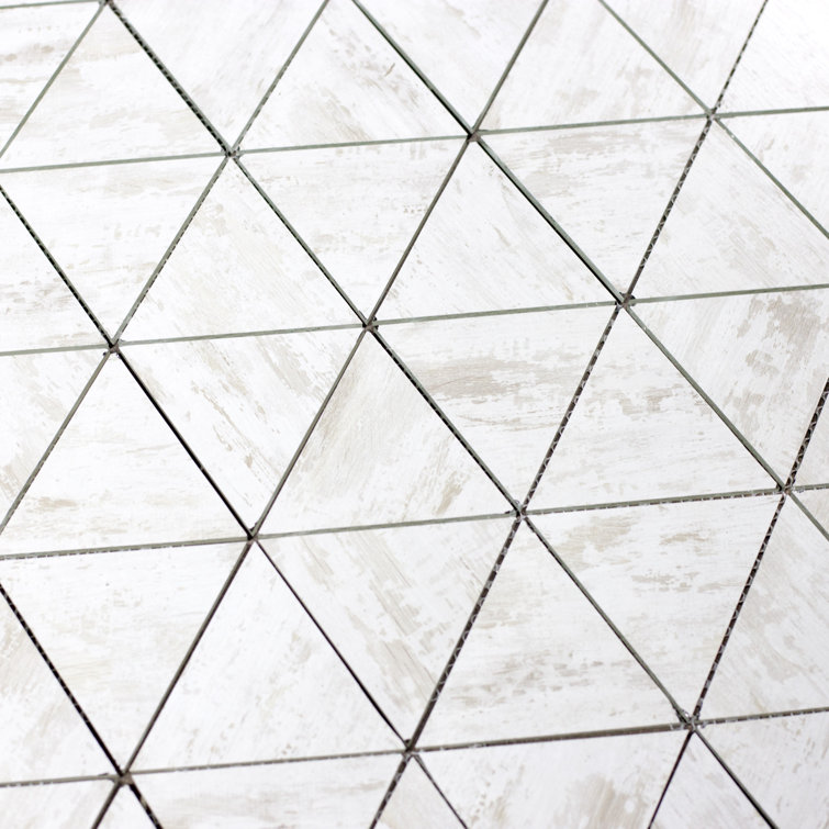 Nature Birchwood White Matte Glass Mosaic Wall Tile