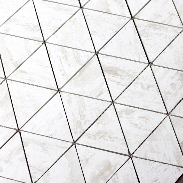 Nature Birchwood White Matte Glass Mosaic Wall Tile
