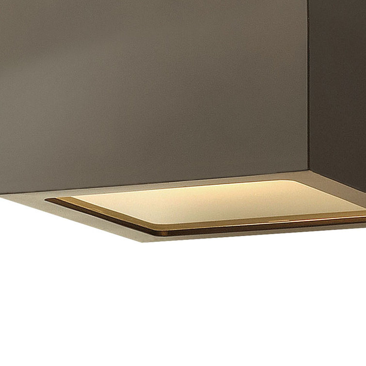 Kube Bronze Etched Lens LED Outdoor Flush Mount Light