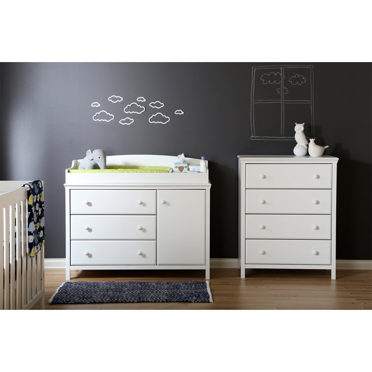Pure White 4-Drawer Nursery Dresser with Ceramic Handles