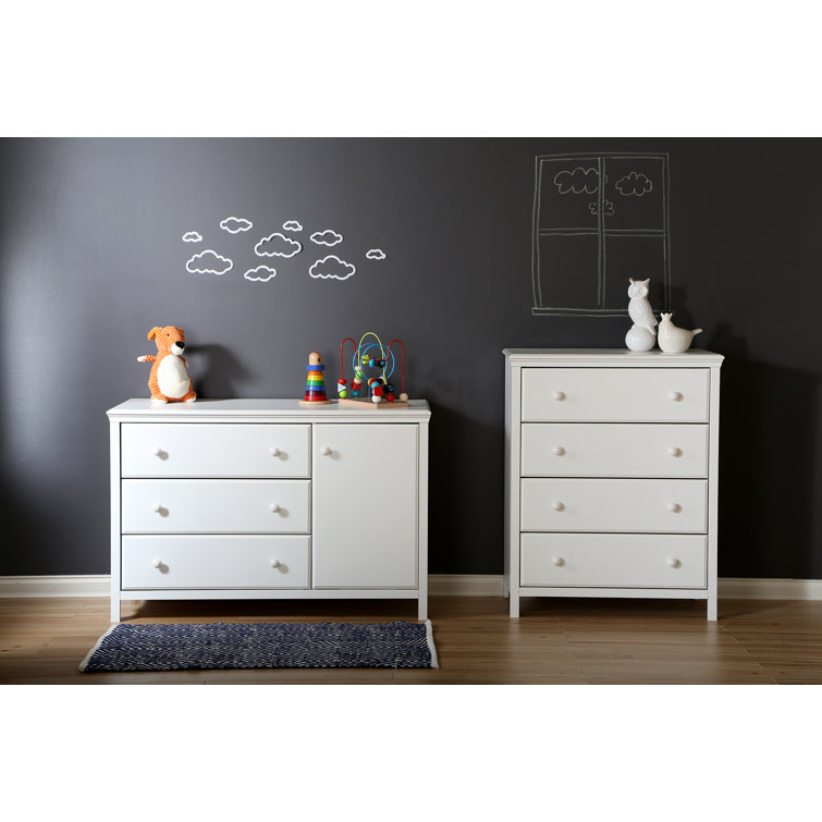 Pure White 4-Drawer Nursery Dresser with Ceramic Handles