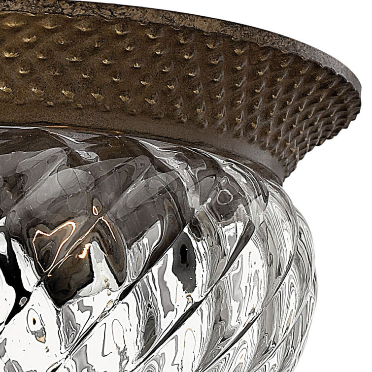 Pearl Bronze 3-Light Indoor/Outdoor Flush Mount with Clear Optic Glass