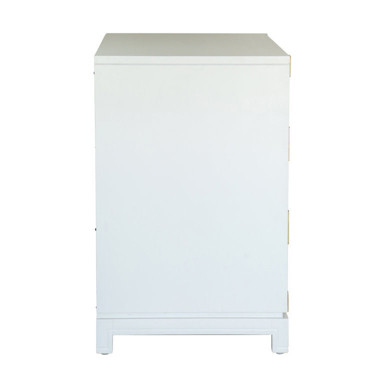 White Satin 3-Drawer Bachelor's Chest with Brass Handles