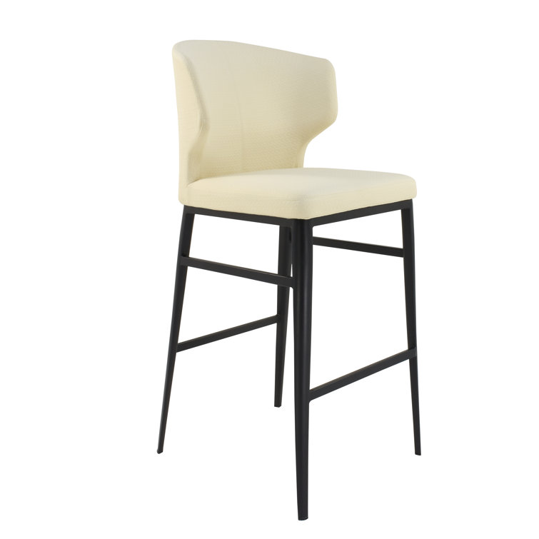 Beige Faux Leather and Metal Contemporary Counter Stool