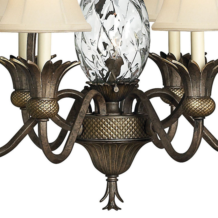 Pearl Bronze 7-Light Chandelier with Ivory Silk Shades