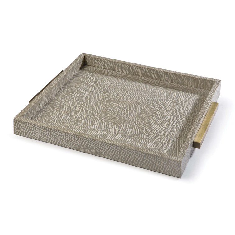Ivory Gray Python Pattern Tray with Matte Gold Handles