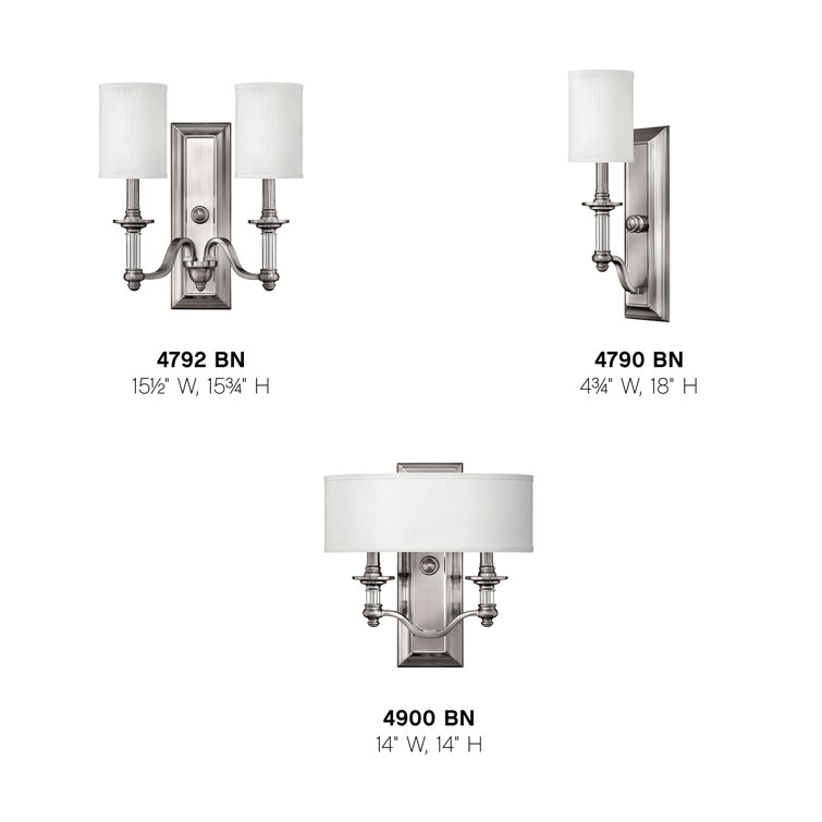Elegant Dual-Light Brushed Nickel Sconce with White Fabric Shade