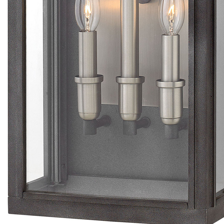 Aged Zinc 3-Light Outdoor Wall Lantern with Clear Glass