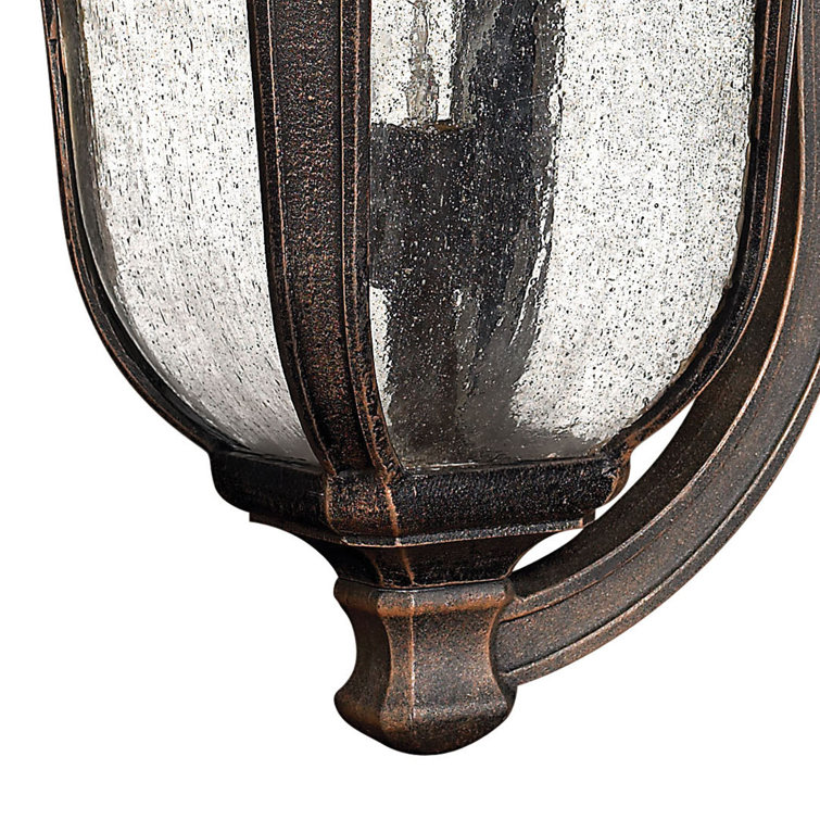 Museum Black Cast Aluminum Outdoor Wall Sconce with Seedy Glass