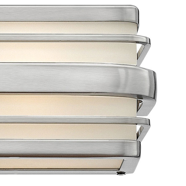 Winton 37.25" Chrome Vanity Light with White Etched Glass Panels