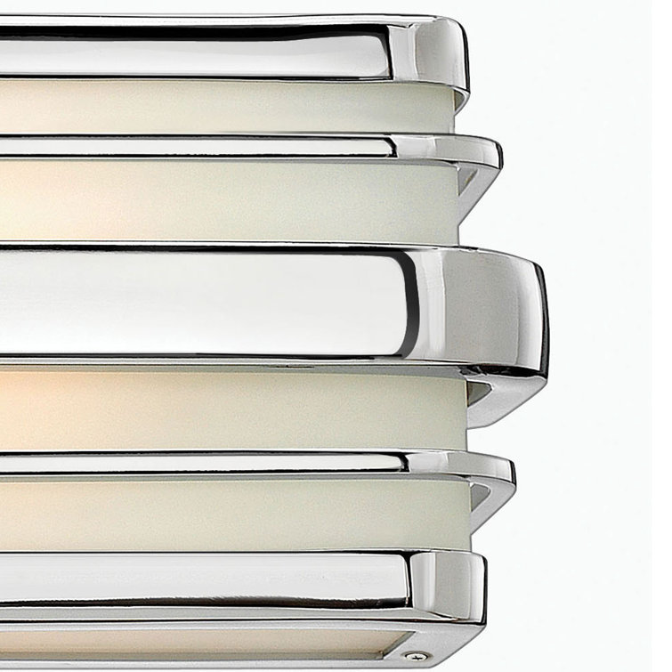 Winton 37.25" Chrome Vanity Light with White Etched Glass Panels