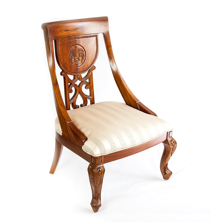 Florence Brown Upholstered Solid Wood Side Chair