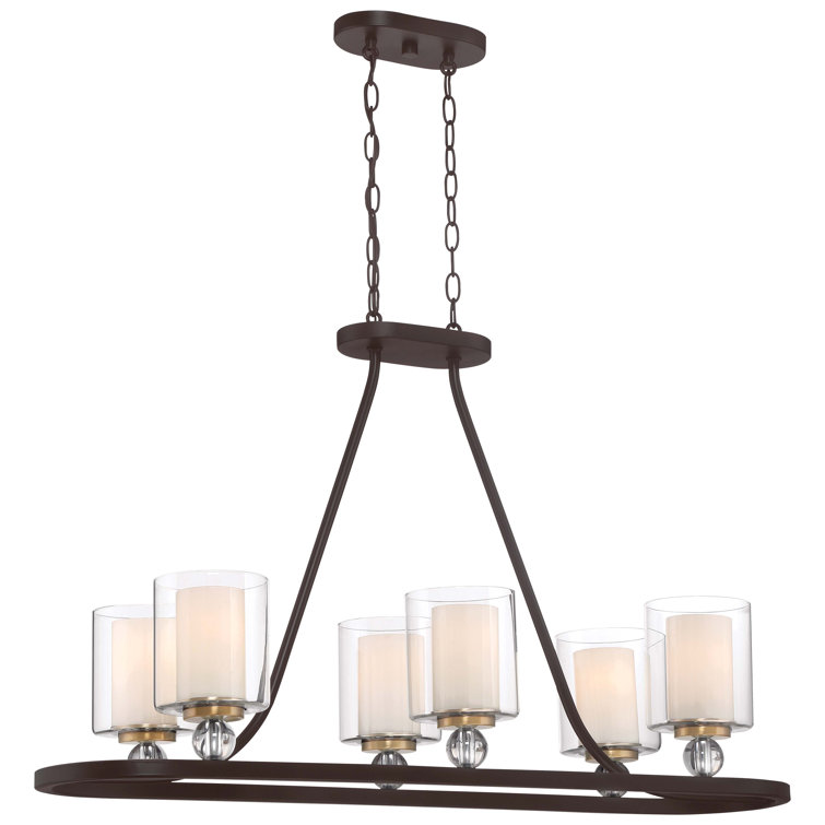 Painted Bronze and Brass 6-Light Island Chandelier