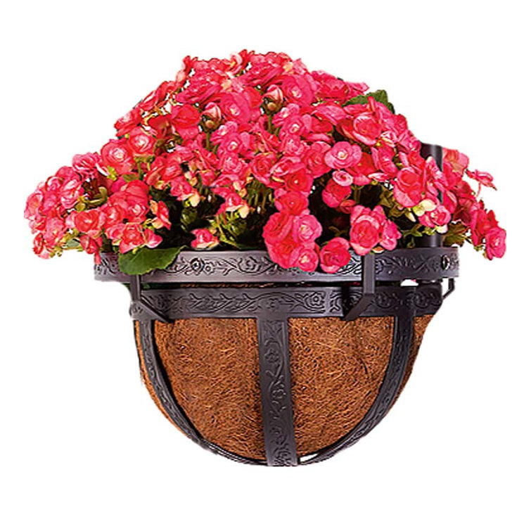 Bronze Coco-Lined Outdoor Hanging Planter with Stainless Steel Hardware