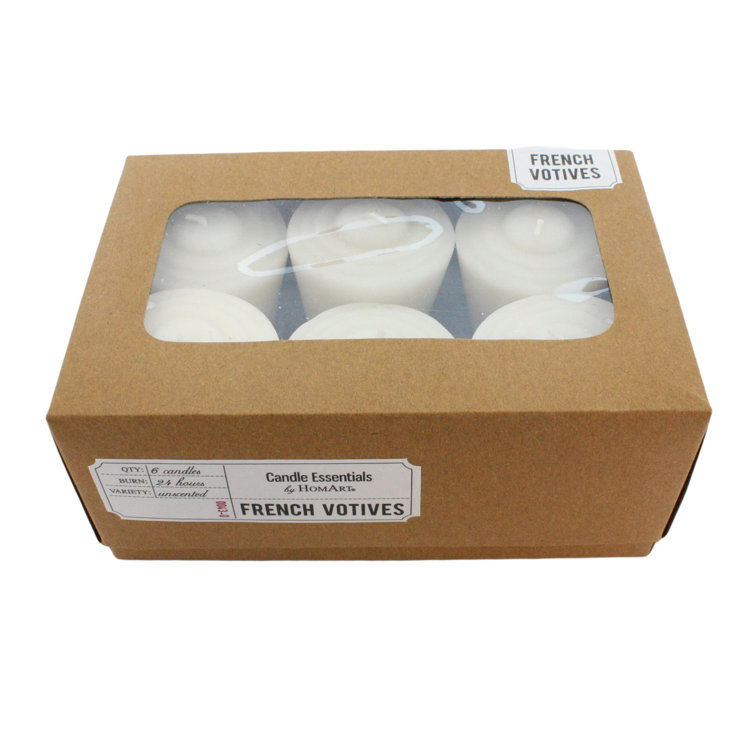 White Palm Wax Scented Votive Candles, 6-Pack