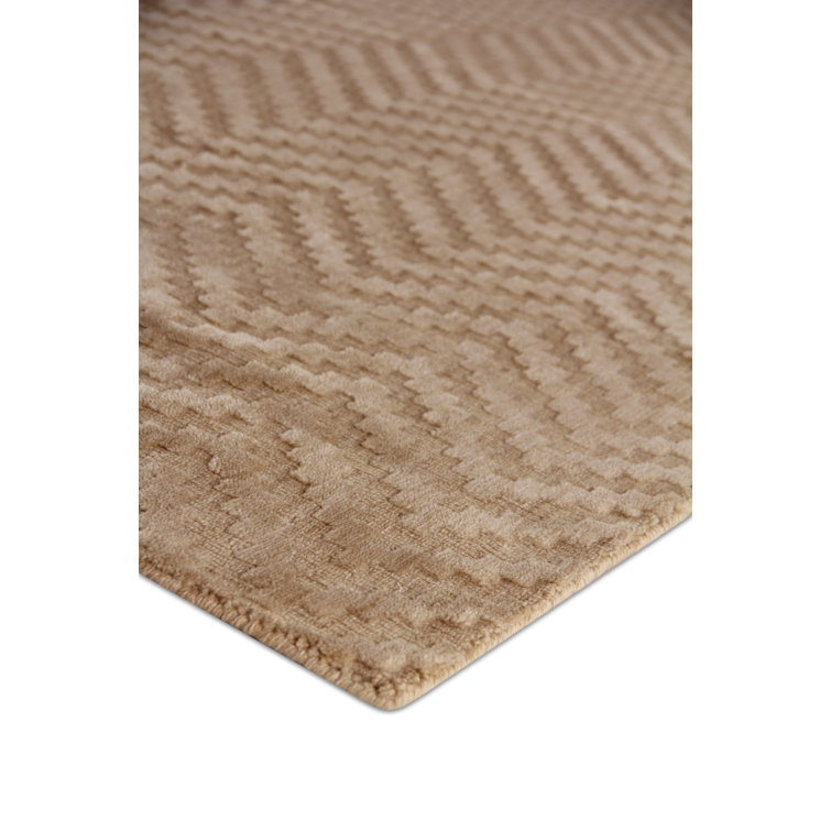 Demani Handmade Chevron Geometric Brown Wool Rug 6' x 9'