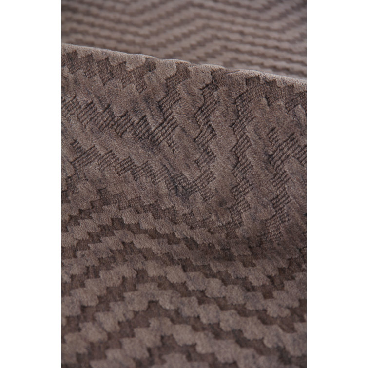 Demani Brown Geometric Hand Woven Wool Area Rug