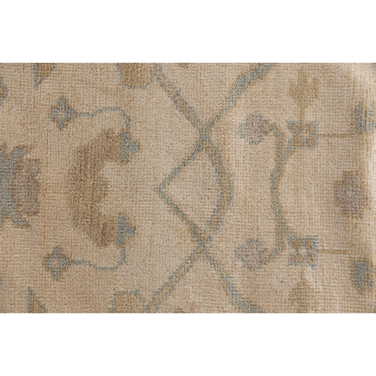 Hand-knotted Blue and Beige Wool Rectangular Area Rug