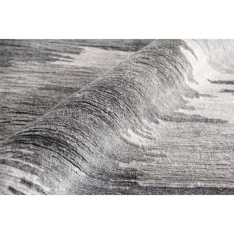 Handmade 8' x 10' Gray Abstract Viscose Cotton Rug
