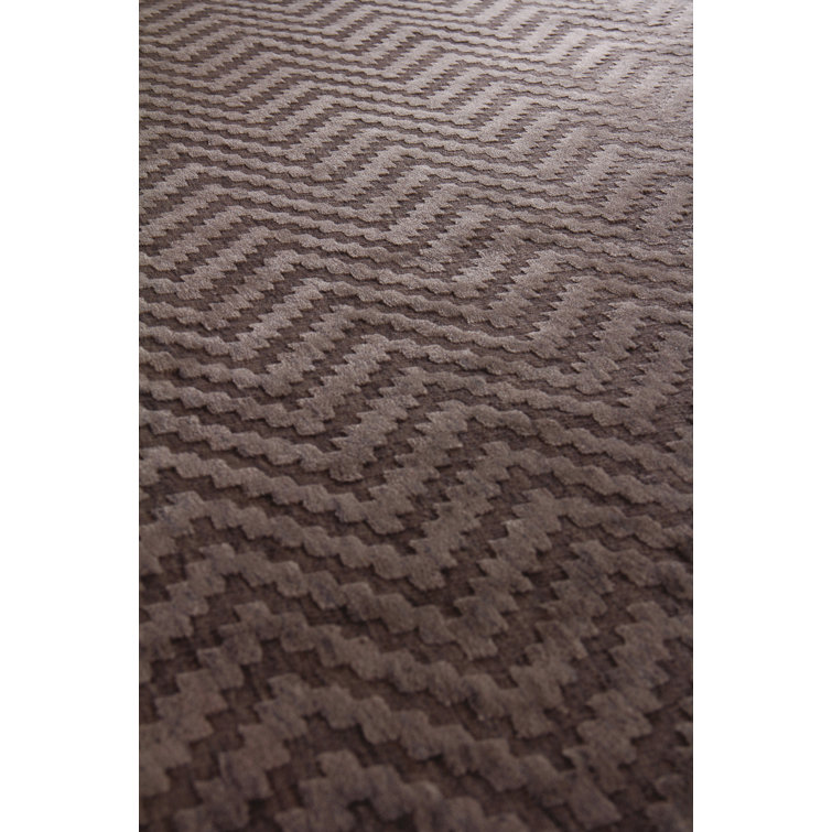 Demani Brown Geometric Hand Woven Wool Area Rug