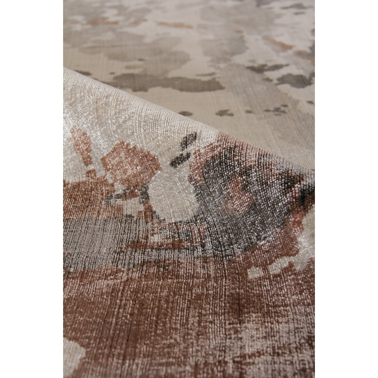 Handmade Koda Abstract Viscose Rug 10' x 14' in Copper/Charcoal