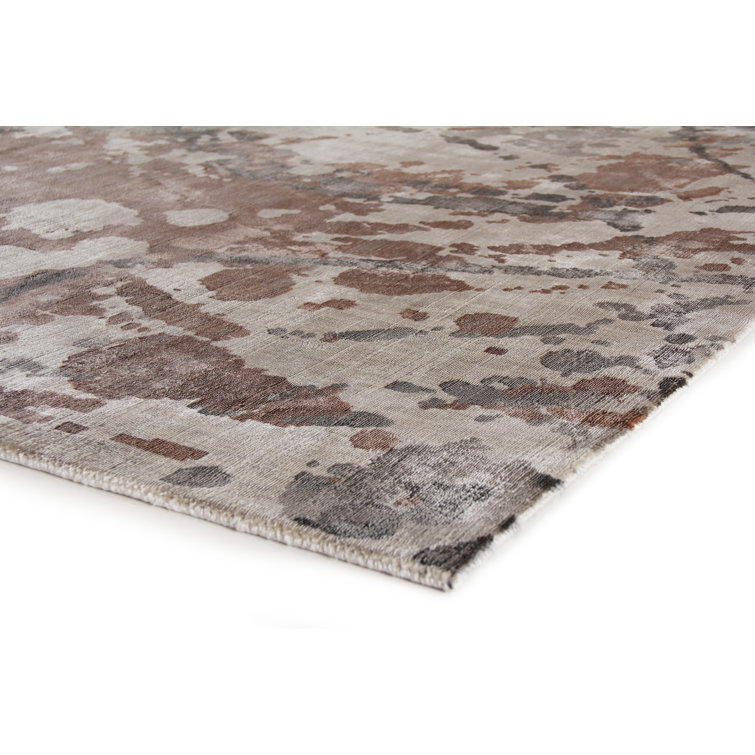 Handmade Koda Abstract Viscose Rug 10' x 14' in Copper/Charcoal