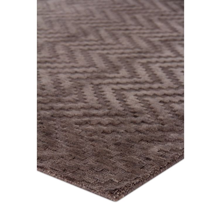 Demani Brown Geometric Hand Woven Wool Area Rug