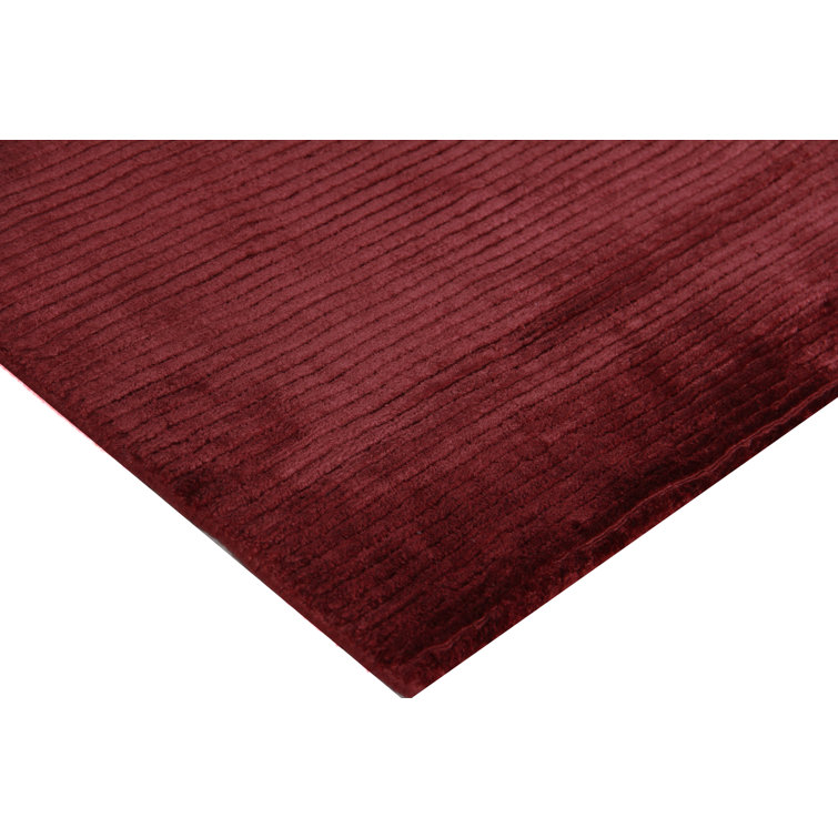 Handmade Red Viscose and Cotton Rectangular Area Rug