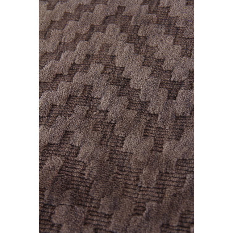 Demani Brown Geometric Hand Woven Wool Area Rug