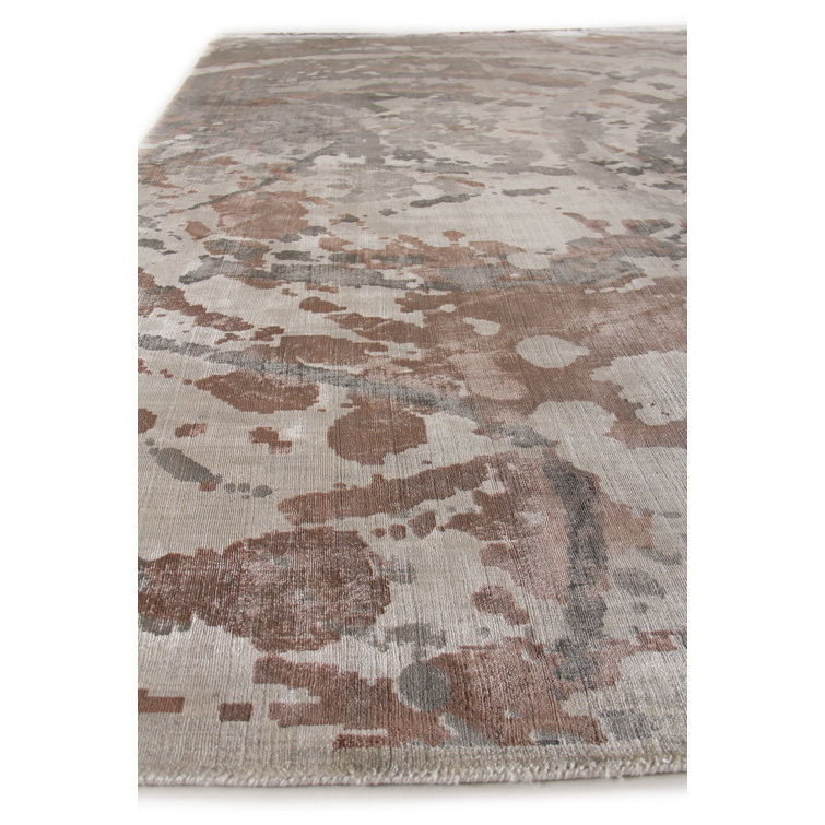 Handmade Koda Abstract Viscose Rug 10' x 14' in Copper/Charcoal