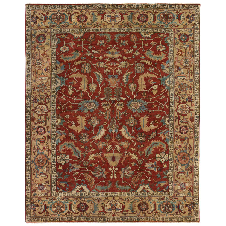 Hand-Knotted Red Wool 10' x 14' Oriental Rug