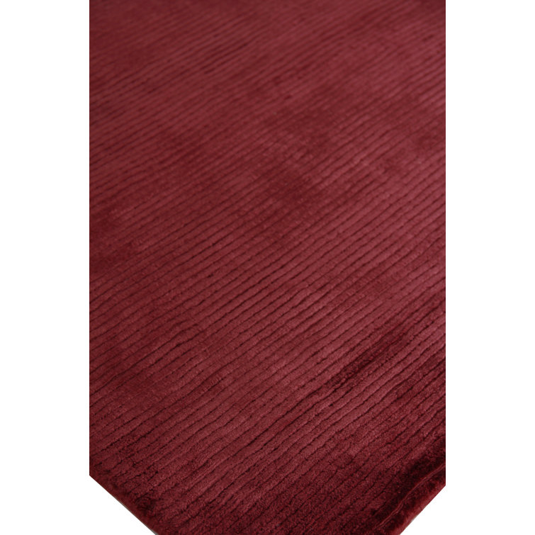 Handmade Red Viscose and Cotton Rectangular Area Rug