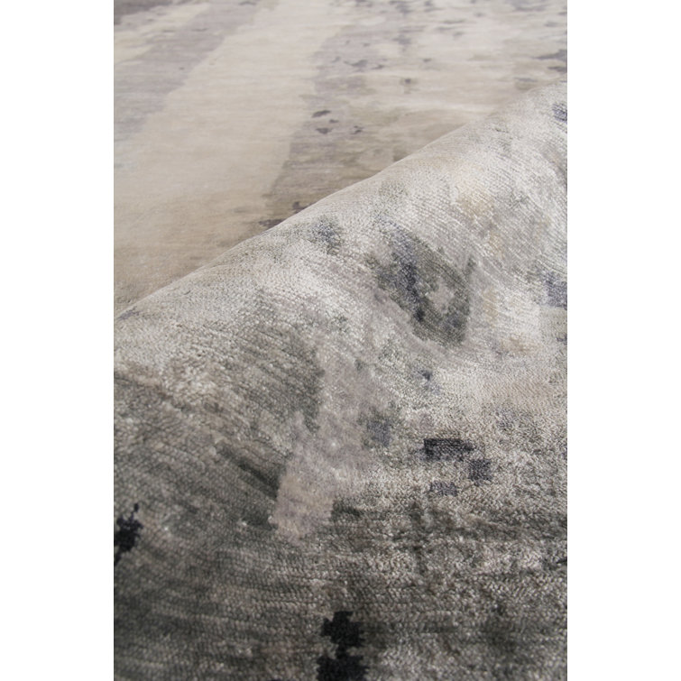 Hand-Knotted Elegance Blue Viscose Abstract 9' x 12' Rug