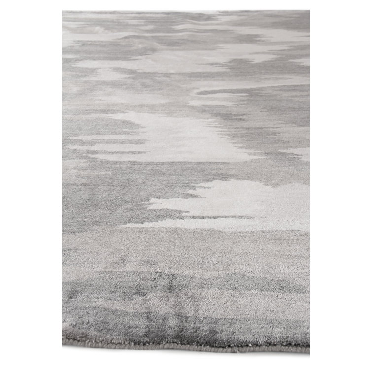 Handmade 8' x 10' Gray Abstract Viscose Cotton Rug